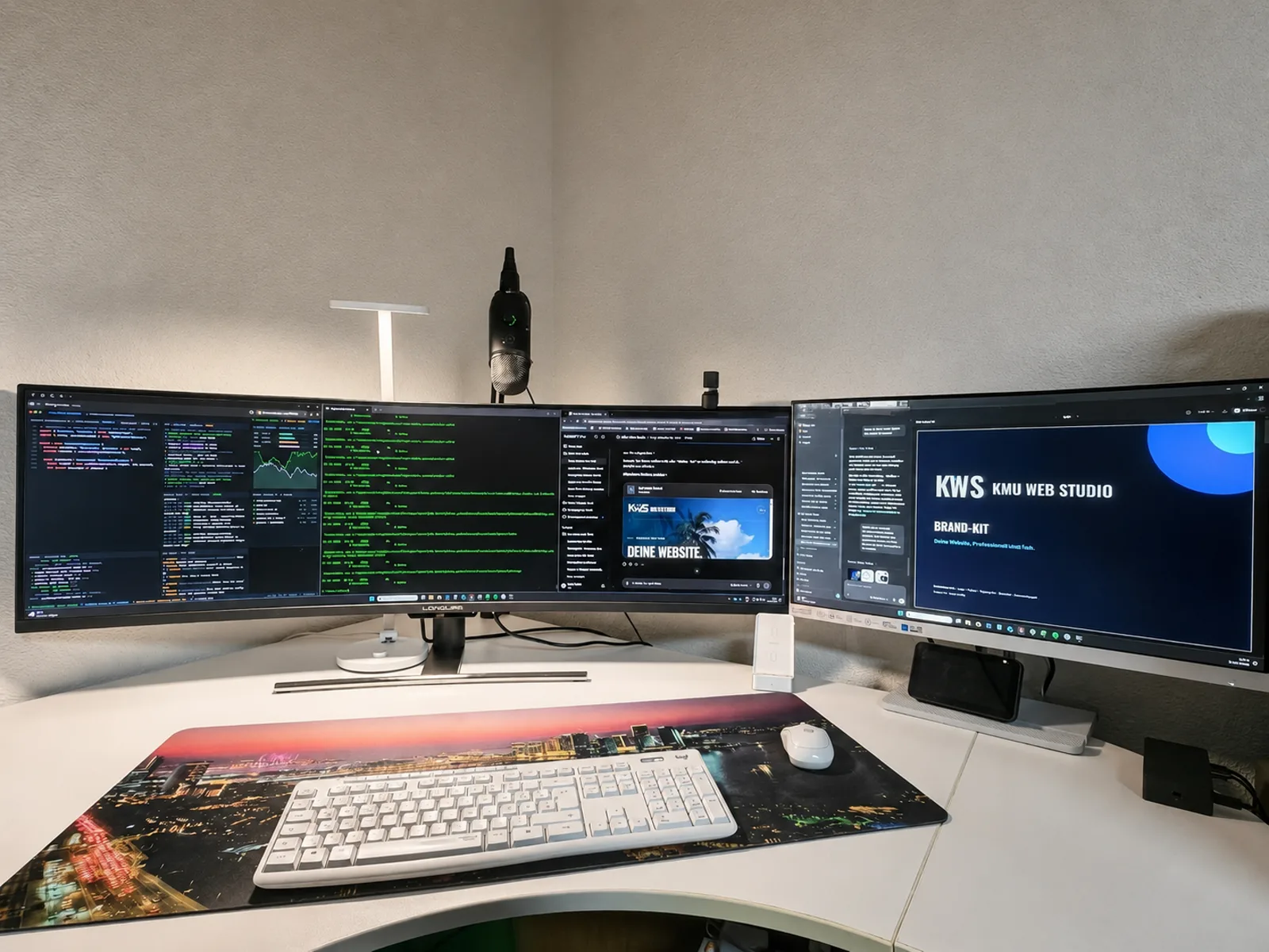 Digitaler Arbeitsplatz von Sadri Selimi mit zwei grossen Monitoren
